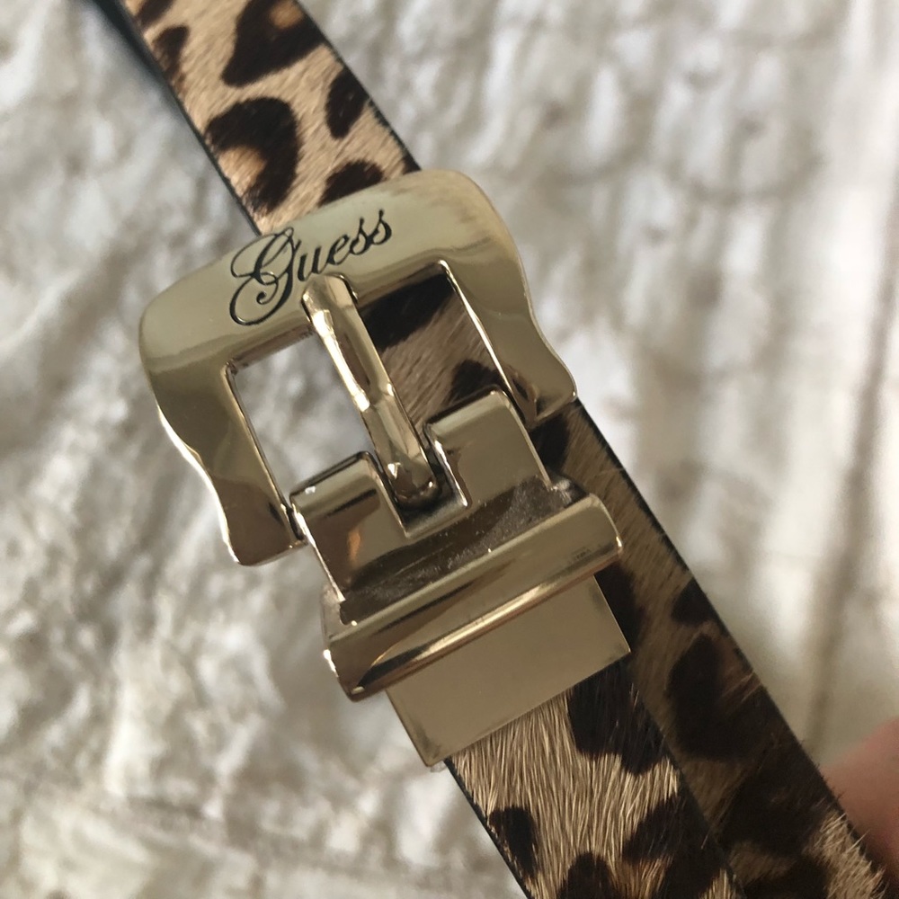 Guess Cheetah Print Fur Belt